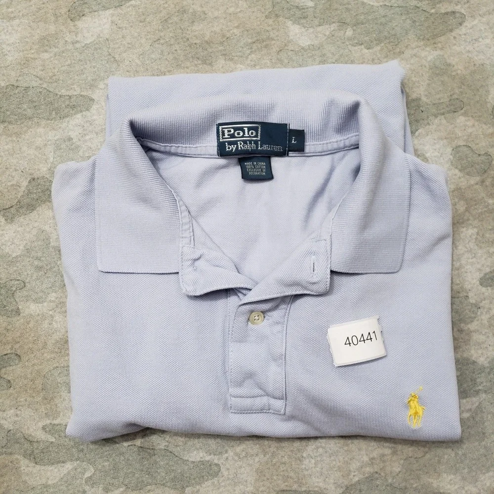 Polo Ralph Lauren Polo Shirt Mens Large Blue Short Sleeve Golf Casual Small Pony